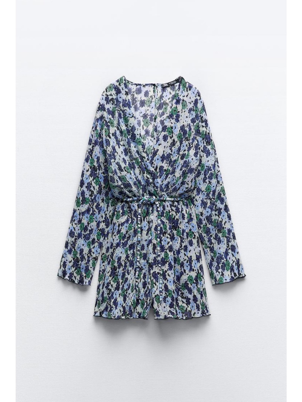 Zara Floral Wrap Romper in Blue, Green, White